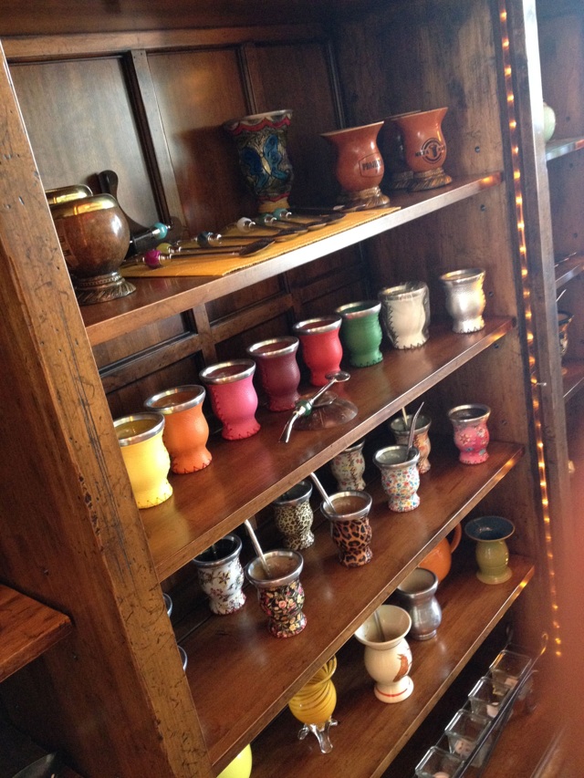 Wood and Ceramic Mate Cups on Display